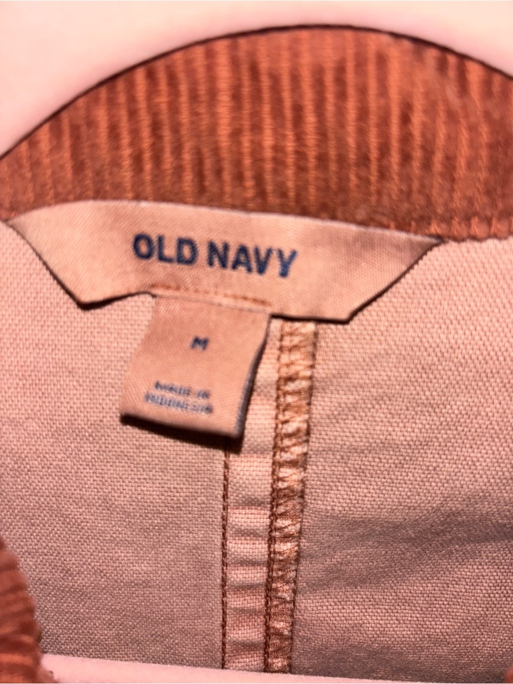 Old Navy Dusty Pink Jacket with Brown Corduroy Collar - Picture 2 of 4